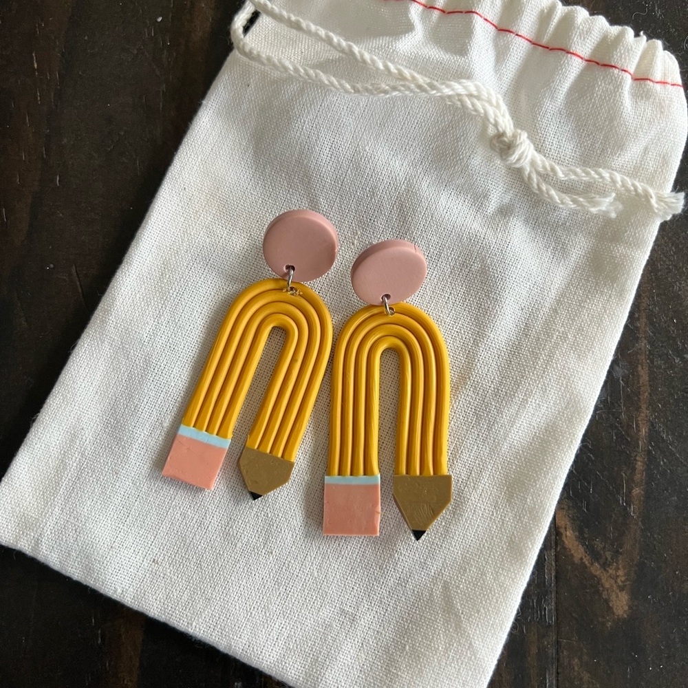Chic Pink and Yellow Pencil Earrings
